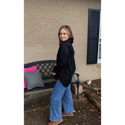 Sadie Button Down Blouse, Black