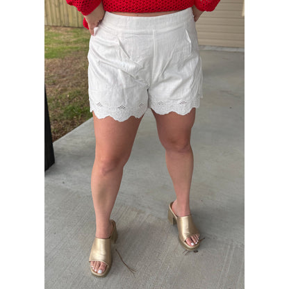 Eyelet Detail Shorts, White