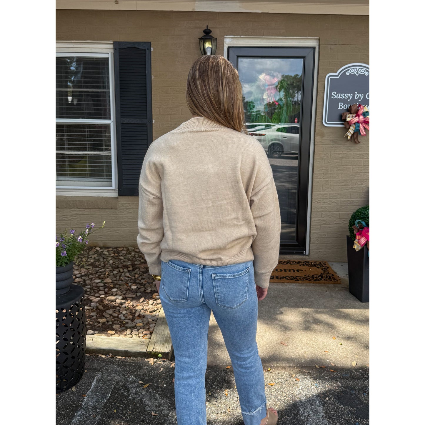 Fall Teddy Bear Sweater, Beige Multi
