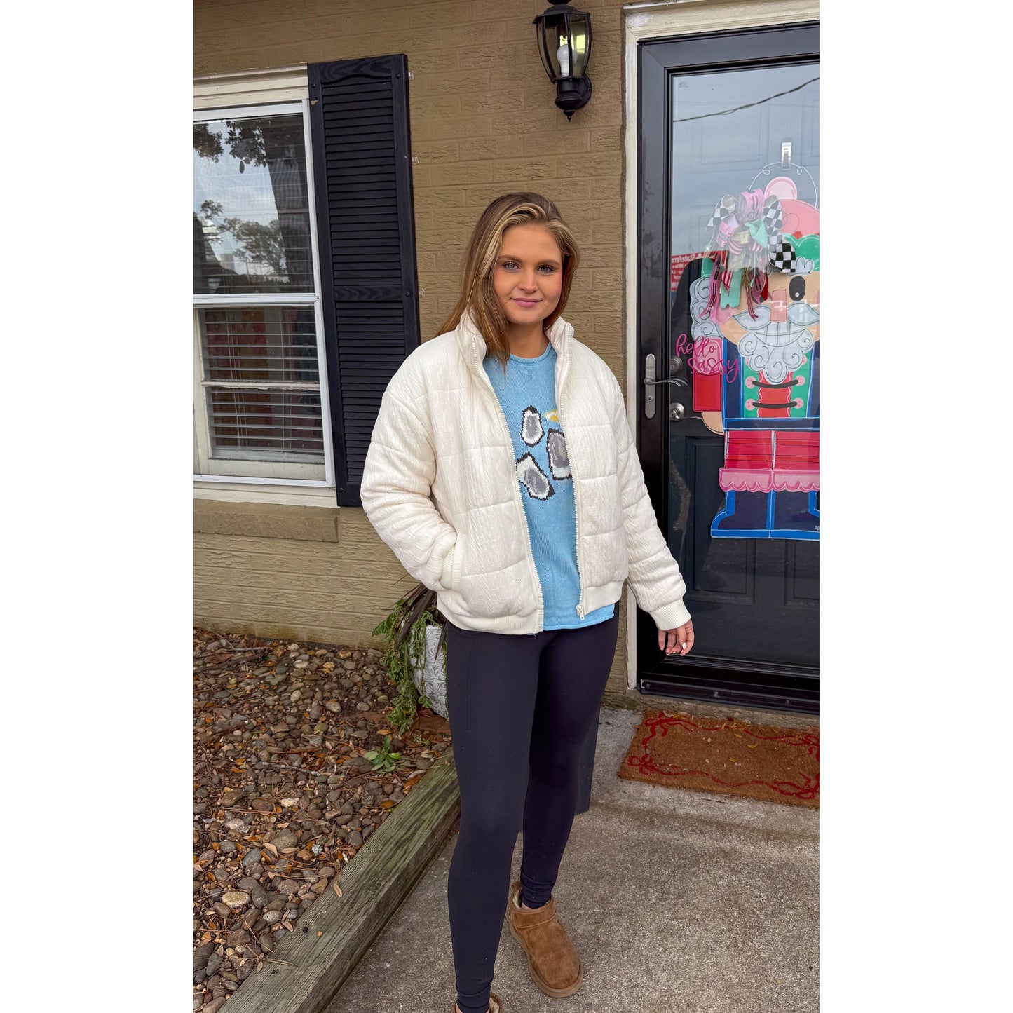 Cream Detail Puffer Jacket