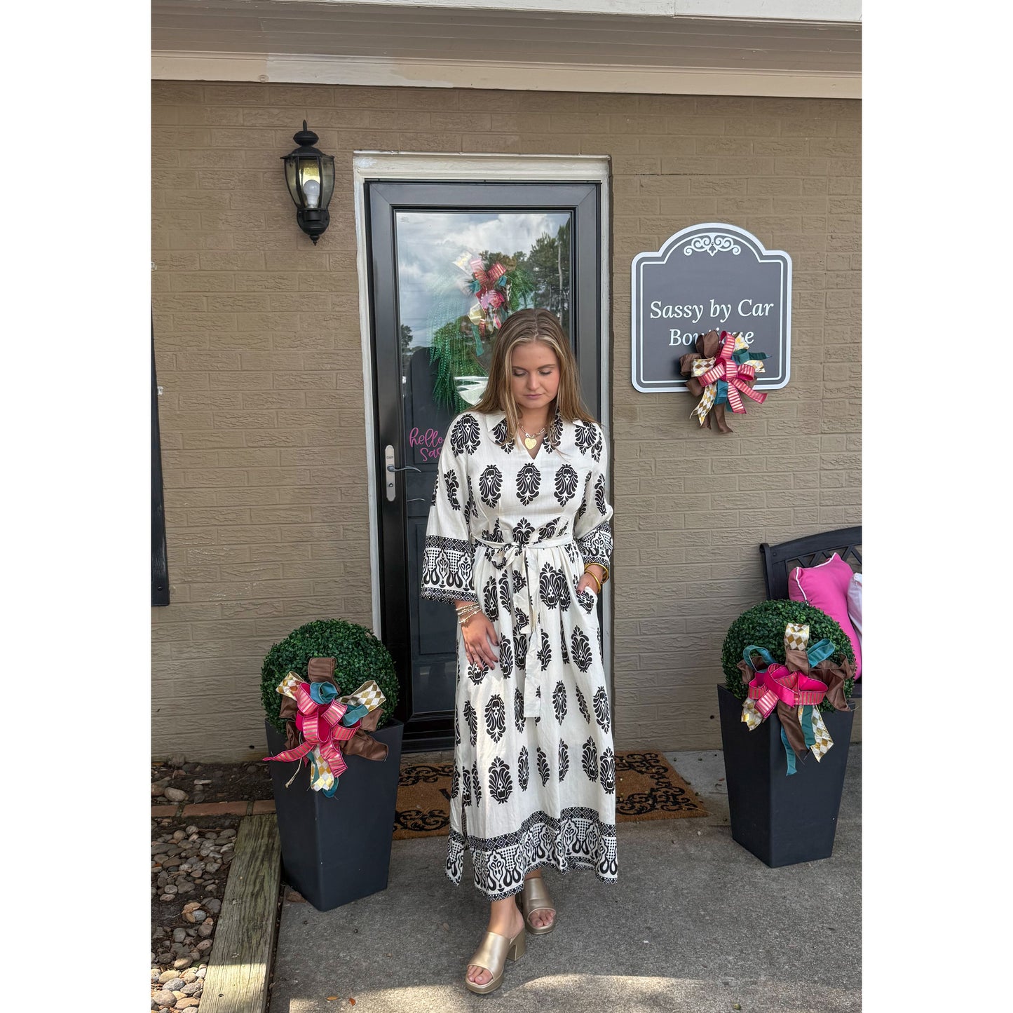 Poppy Maxi Dress, Black/White