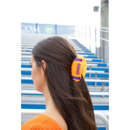 Football Claw Clip, Orange/Purple