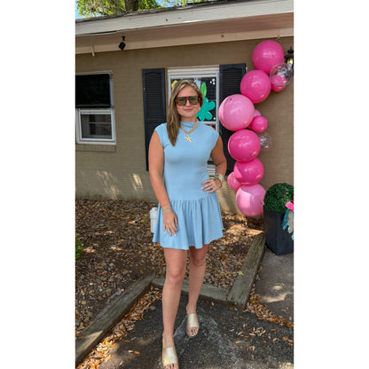 Merritt Mini Dress, Slate Blue