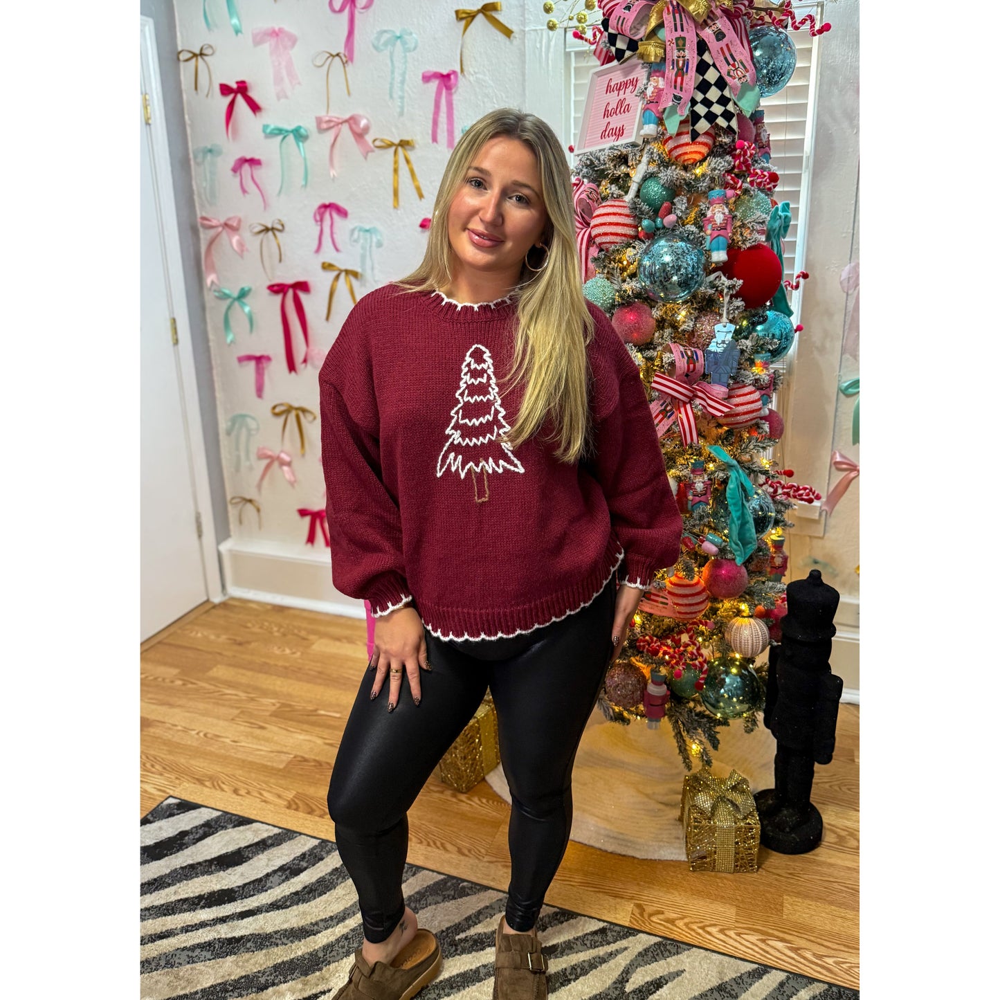 Tree Sweater, Burgundy