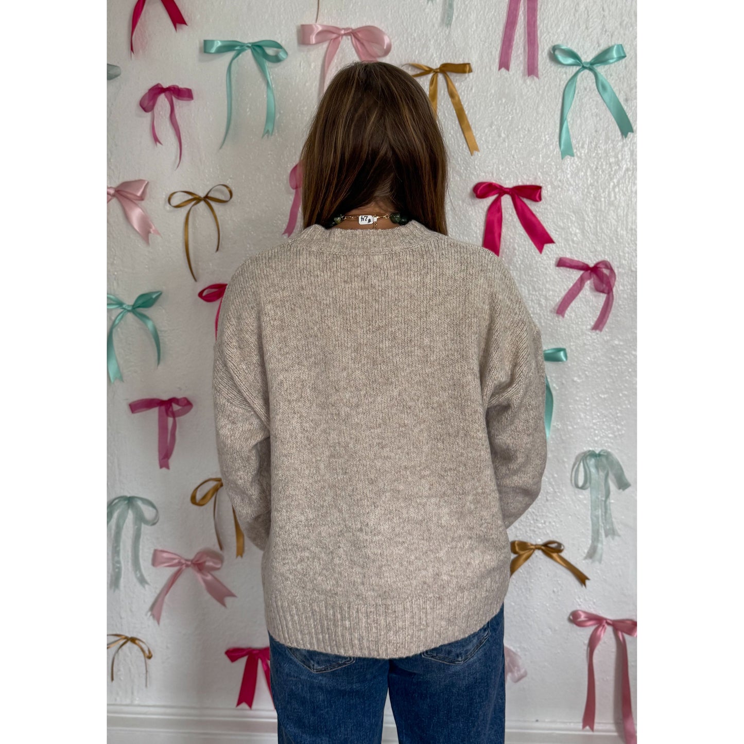 Duck Embroidered Sweater, Oatmeal