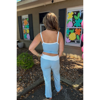 Stripe Detail Lounge Set, Baby Blue/White