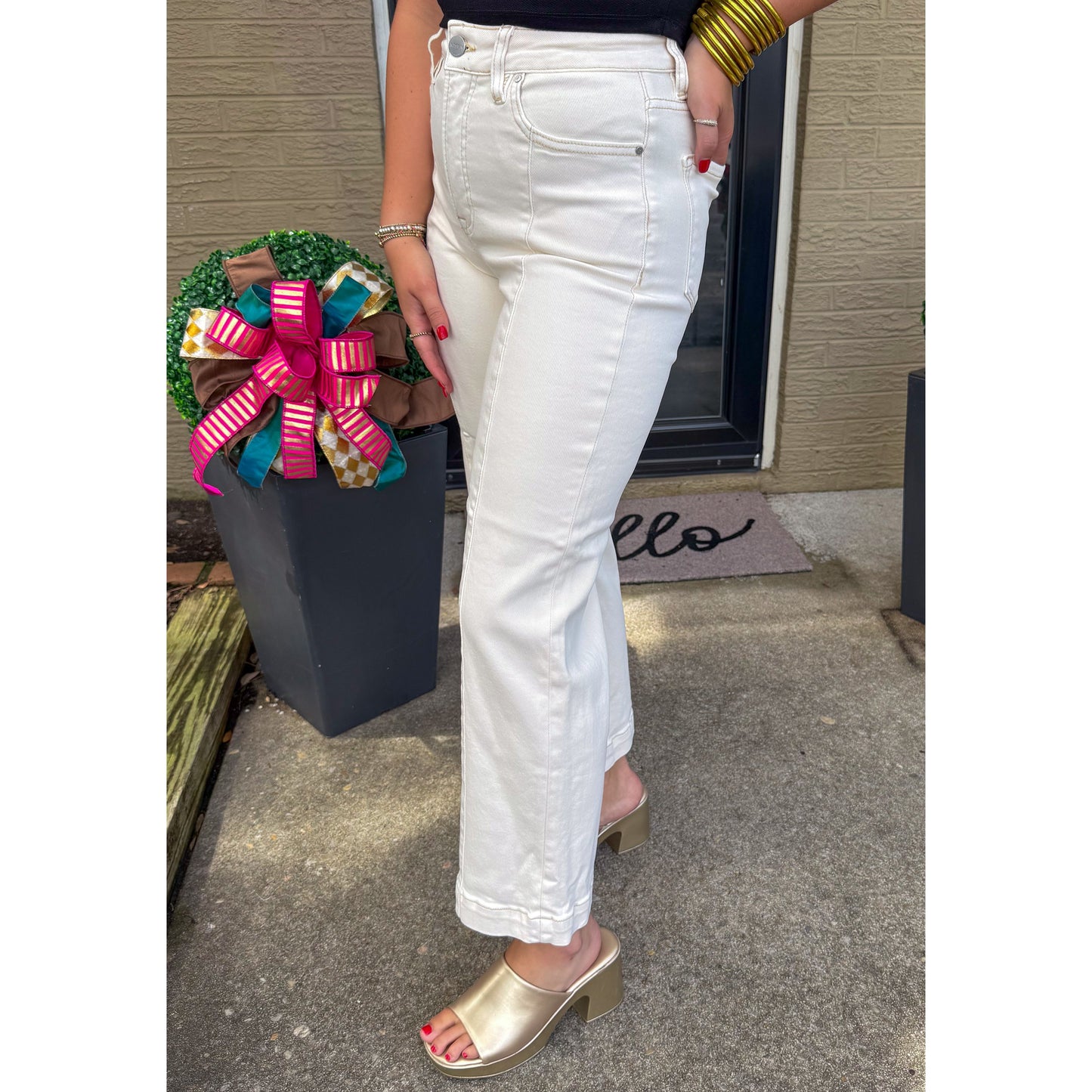 Ivory Wide Leg Jeans