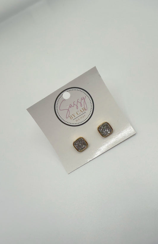 Silver Glitter Studs