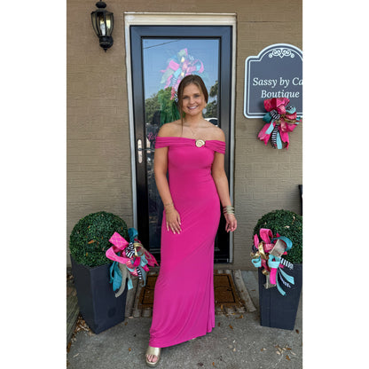 OTS Seashell Maxi Dress, Fuchsia