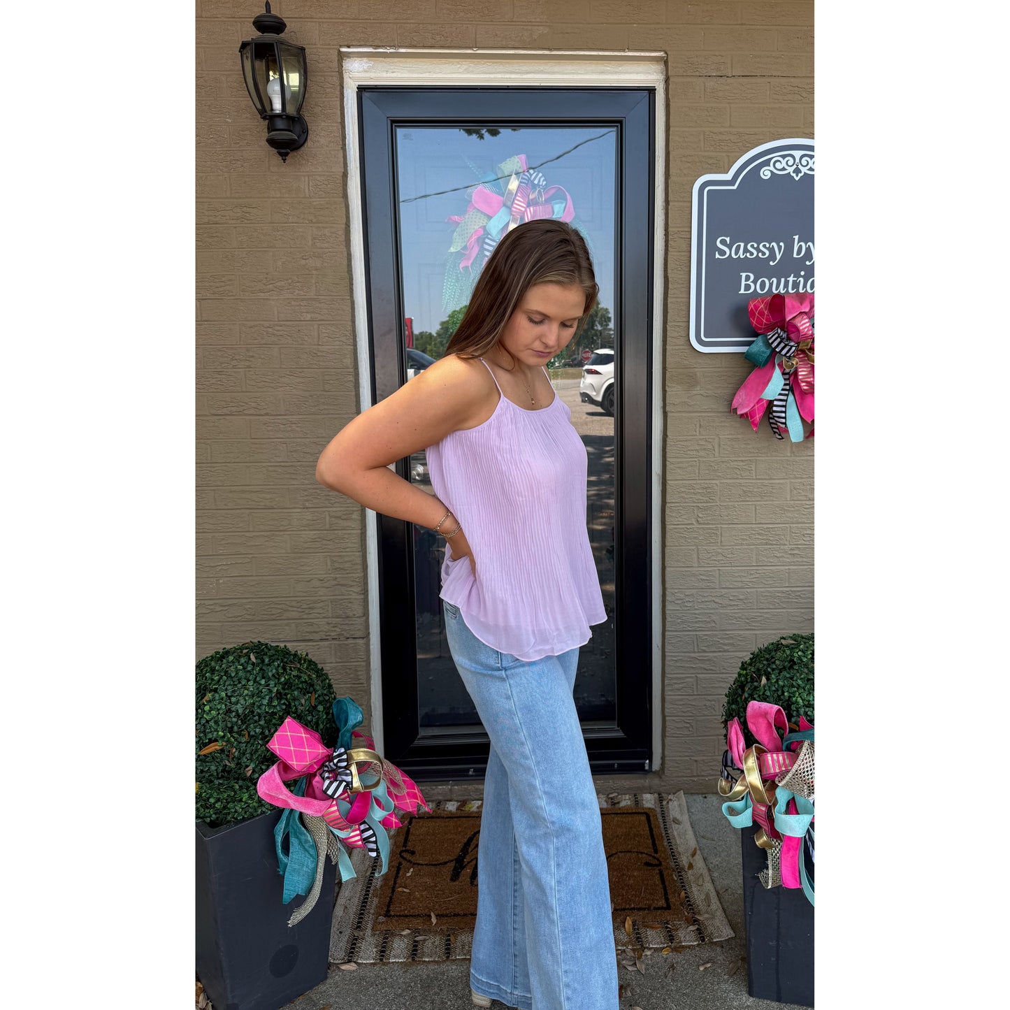 Lulu Pleated Cami Top, Lavender