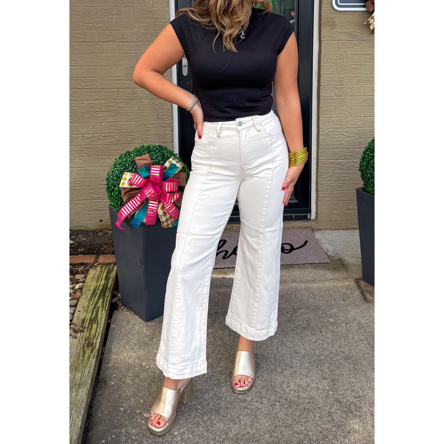 Ivory Wide Leg Jeans