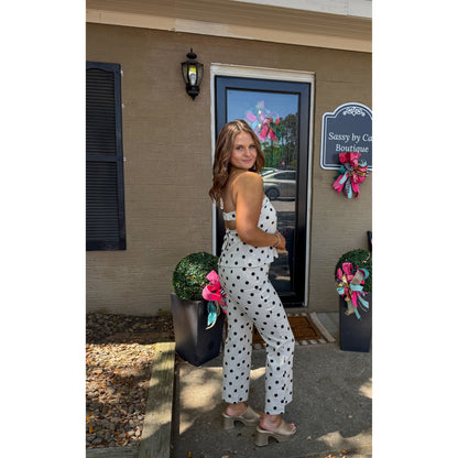 Alex Polka Dot Pants, Cream/Black
