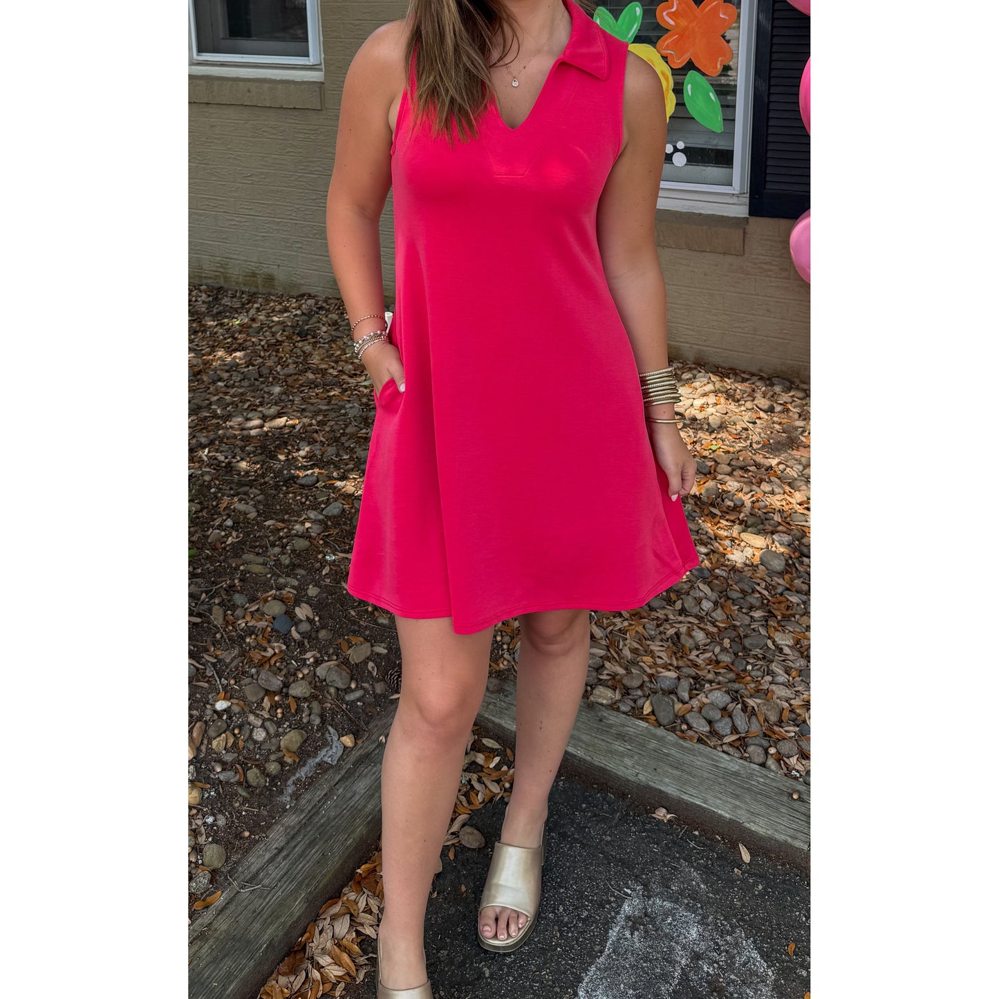 Darcy Mini Dress, Coral