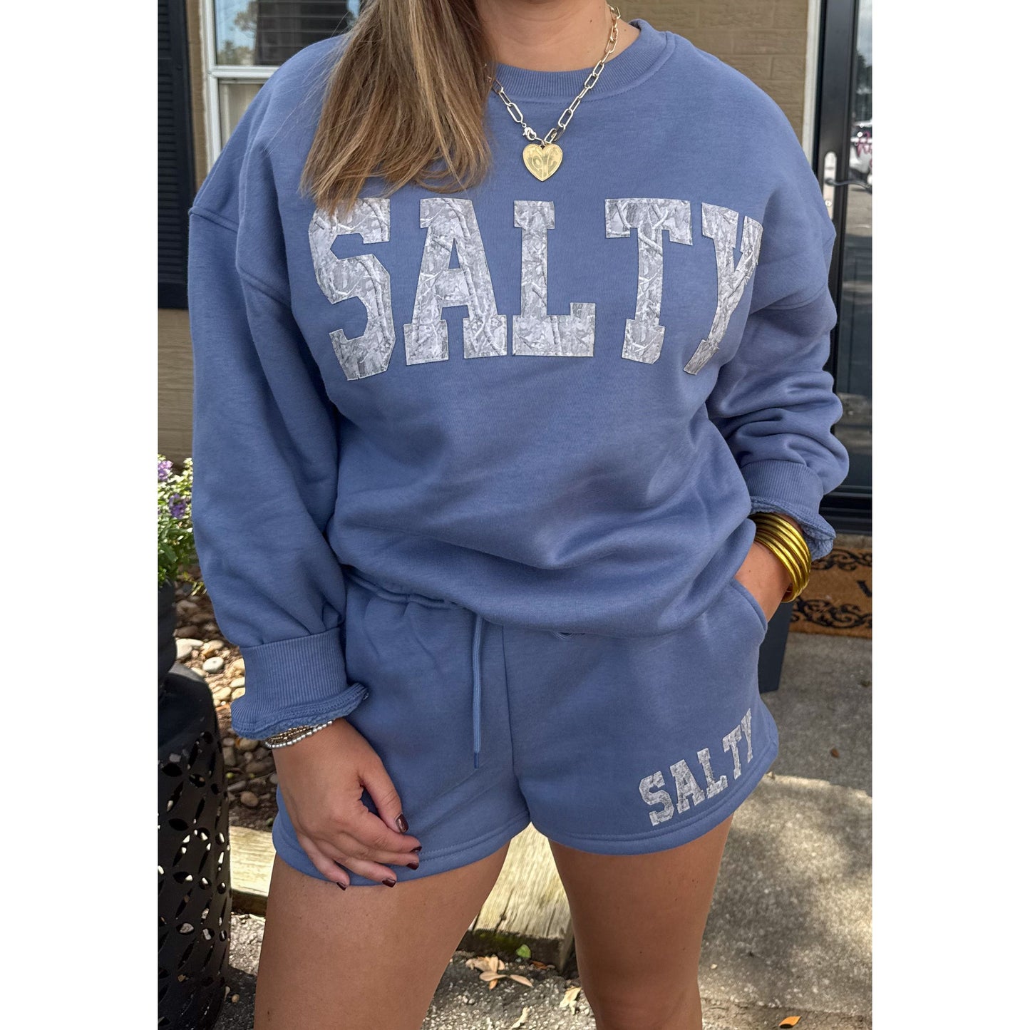 Salty Lounge Set, Dusty Blue/Camo