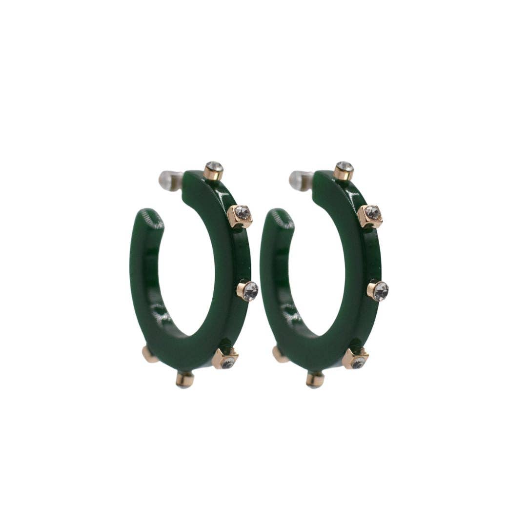 City Girl Jewel Hoop - Bottle Green