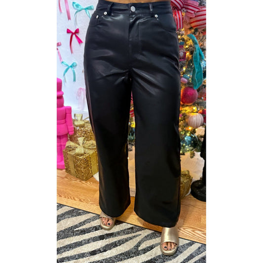 Faux Leather Pants, Black