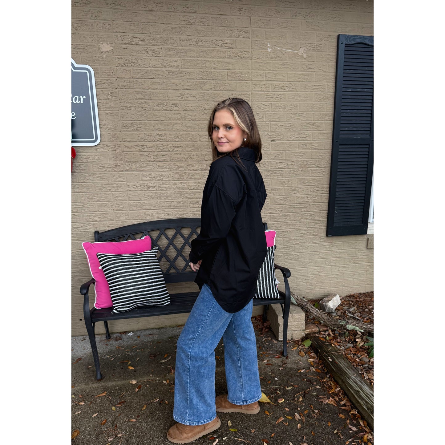 Sadie Button Down Blouse, Black