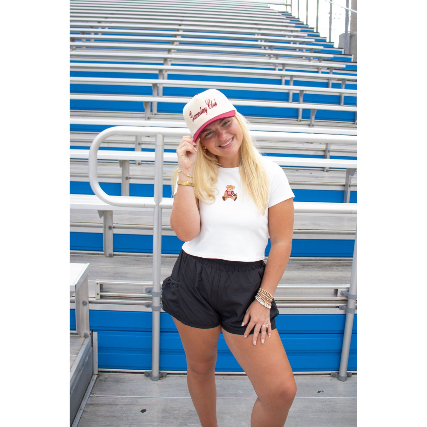 Teddy Bear Gameday Baby Tee, White
