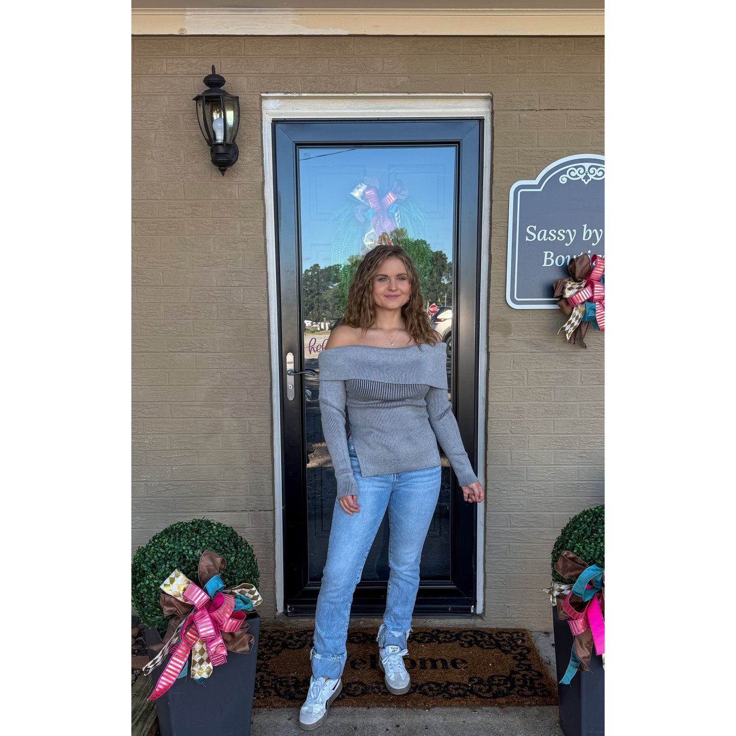 Maddie OTS Sweater, Grey