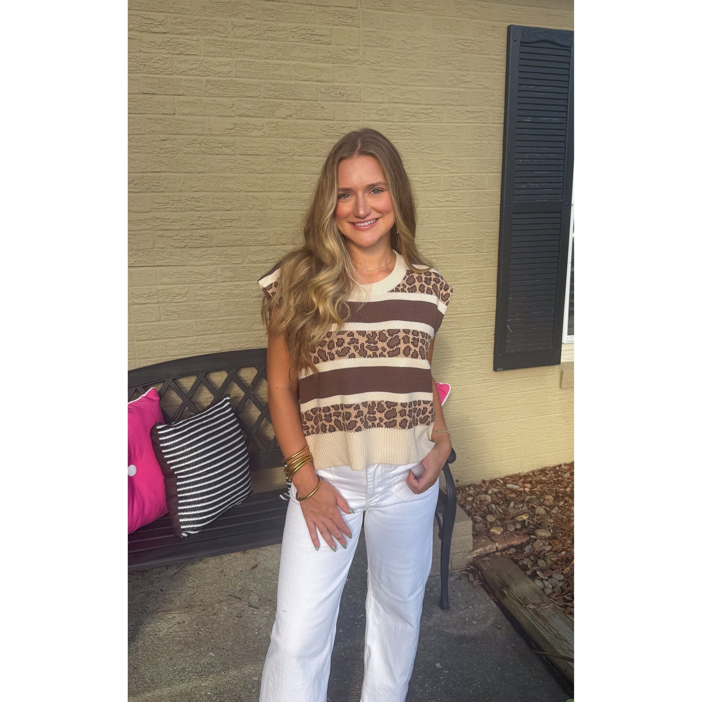 Kennedy Cheetah Top, Taupe Multi