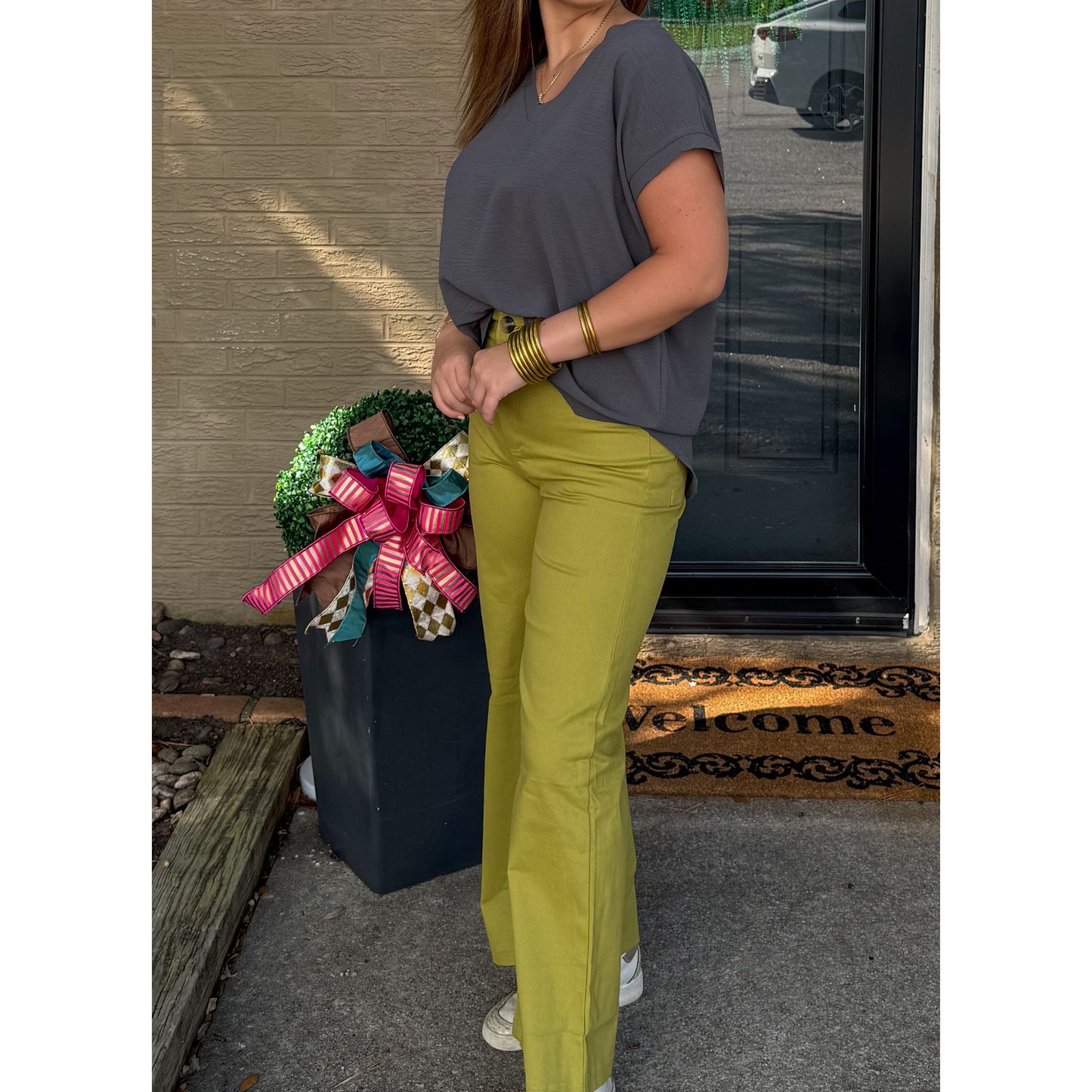 Stevie V-Neck Top, Grey