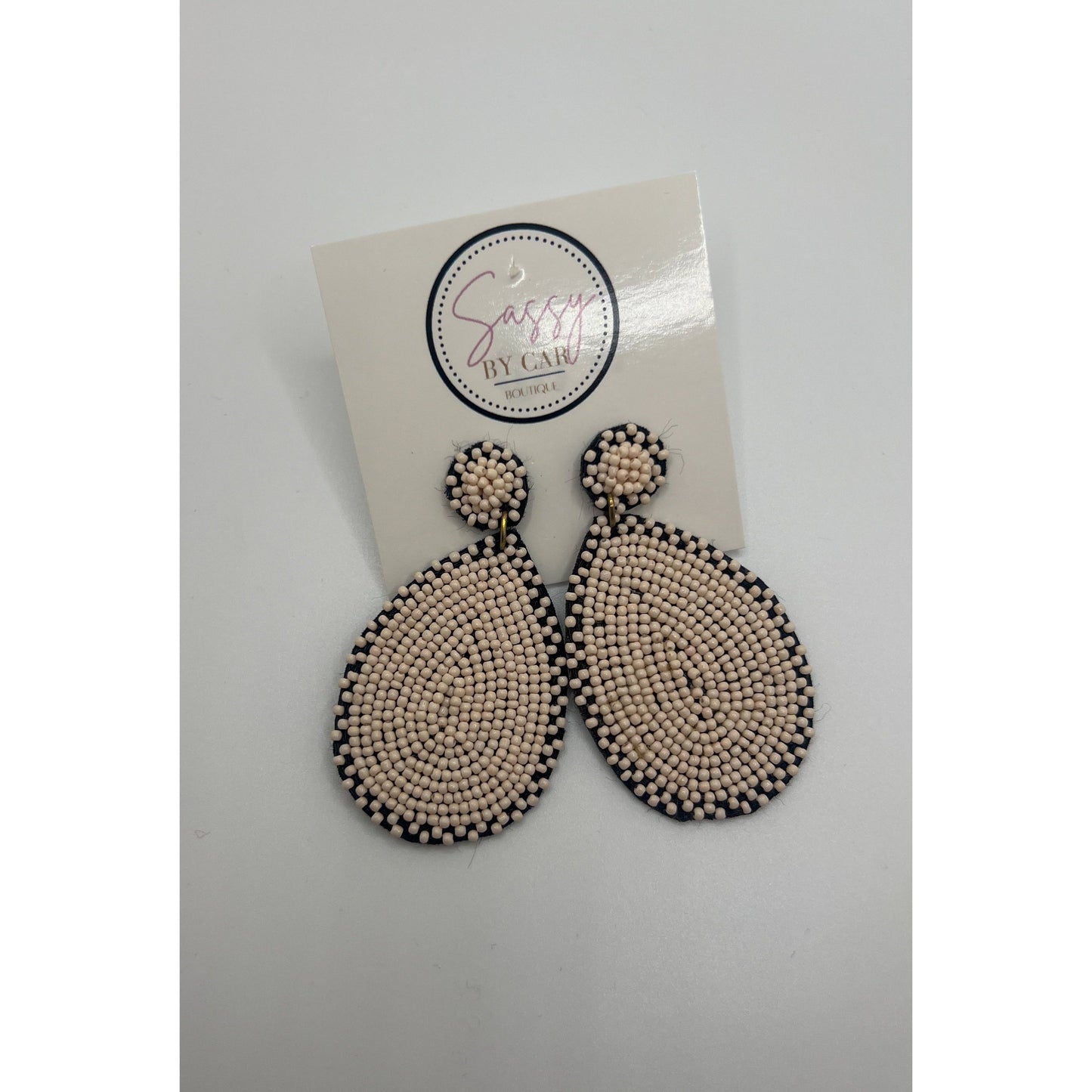 Sophie Beaded Teardrop Earrings, Light Pink