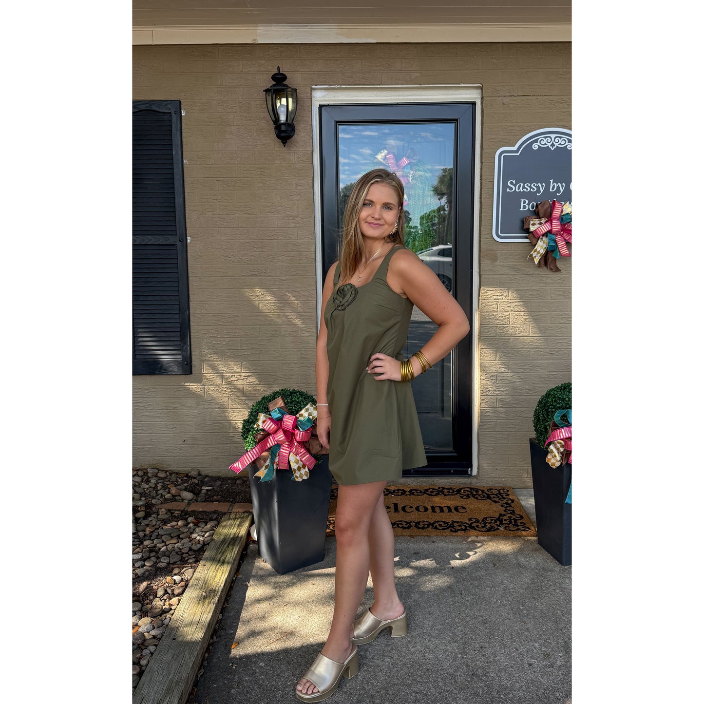 Olive Mini Dress, Green