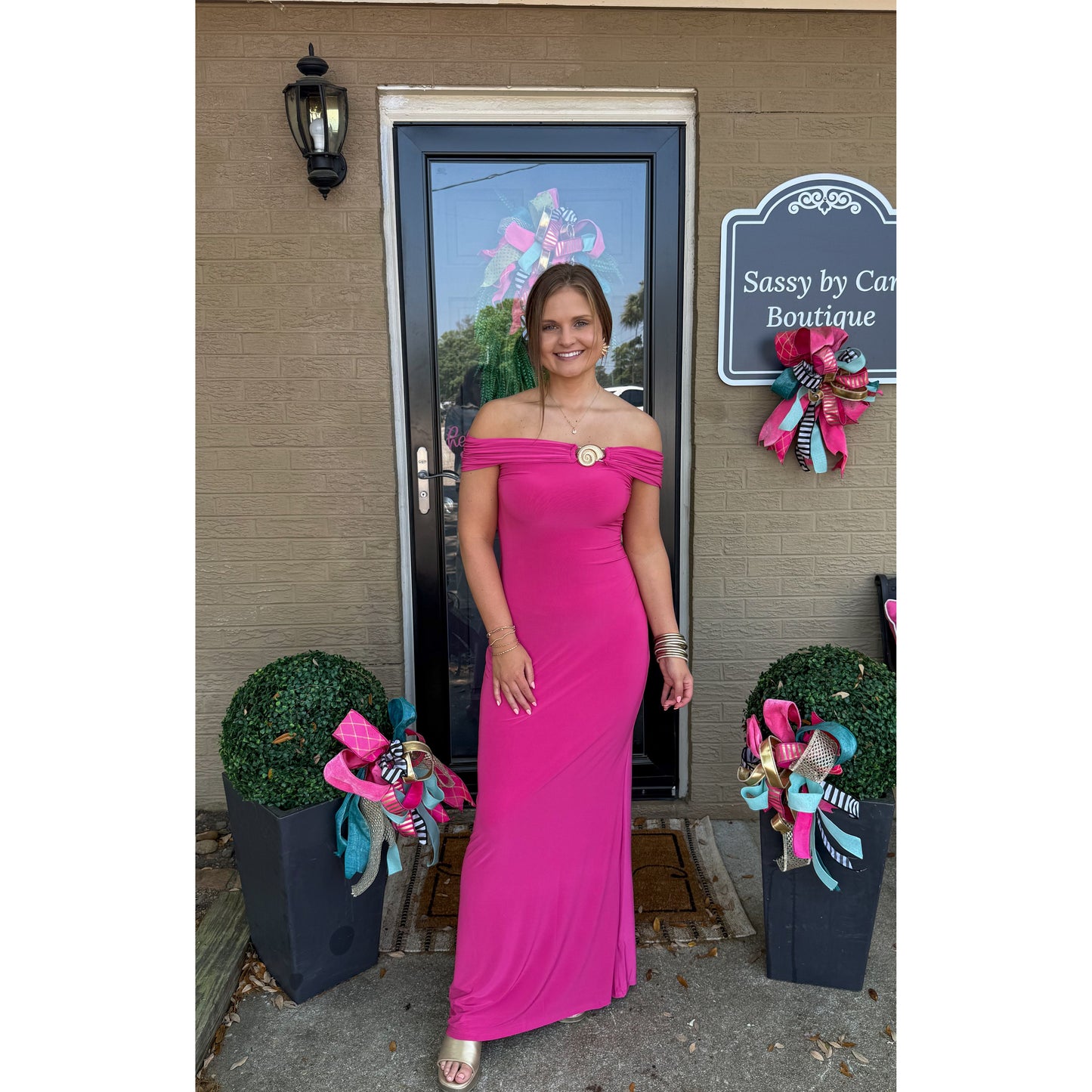OTS Seashell Maxi Dress, Fuchsia