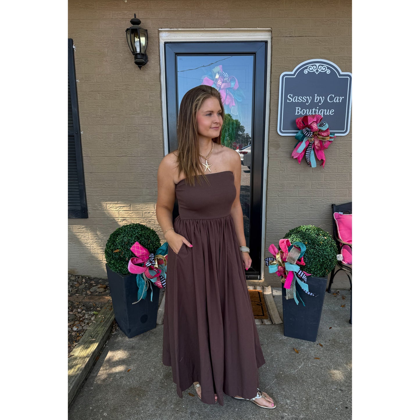 Soph Tube Dress, Chocolate Brown