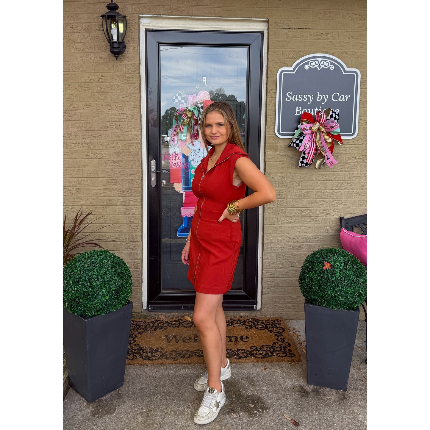 Claire Lounge Mini Dress, Rust