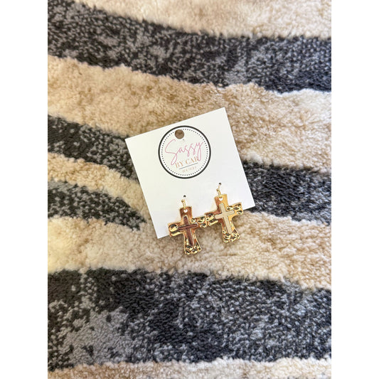 Gold/Silver Cross Earrings