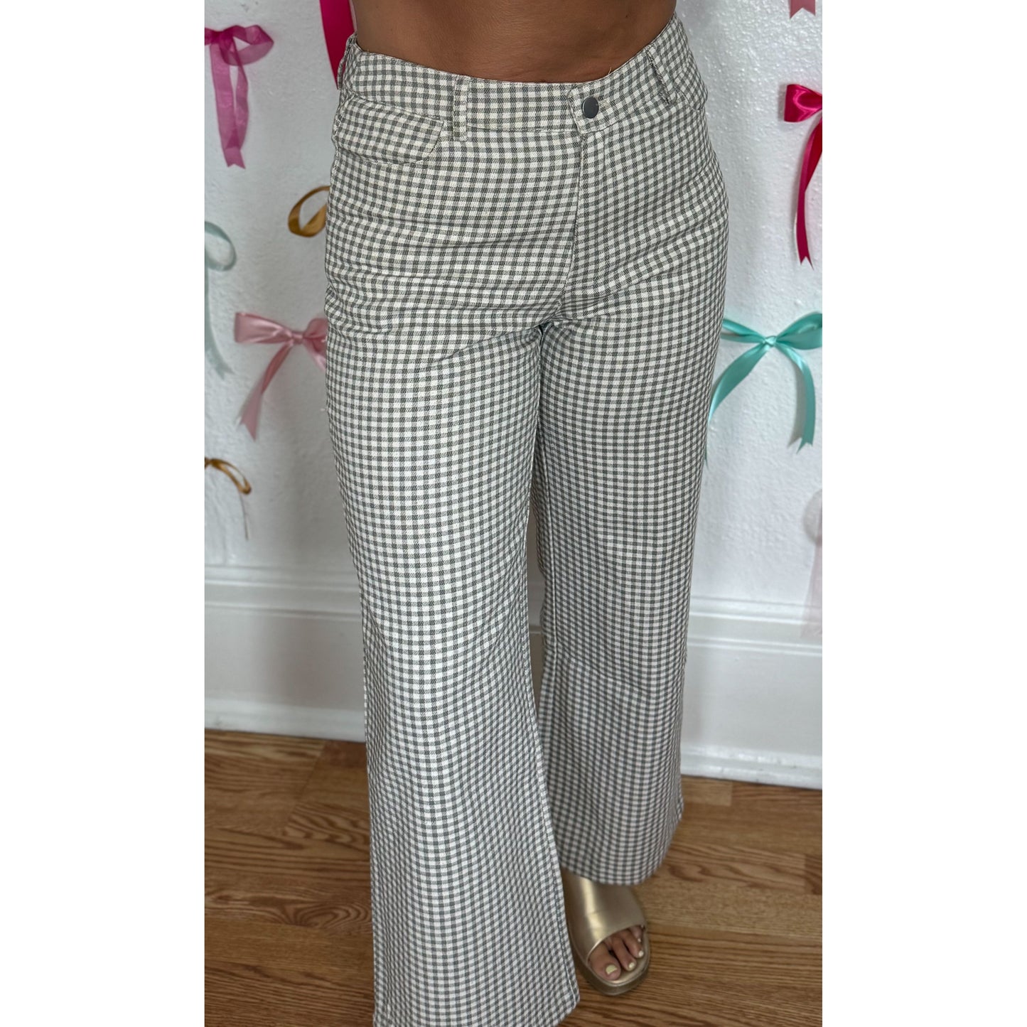 Gingham Straight Leg Denim