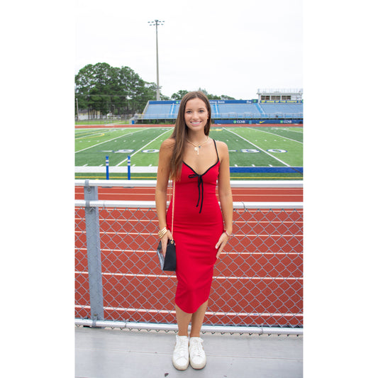 Lila Midi Dress, Burgundy/Black