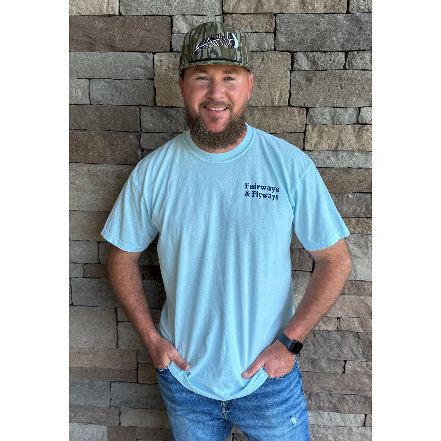 Mens Golf Bucket T-Shirt, Chambray Blue