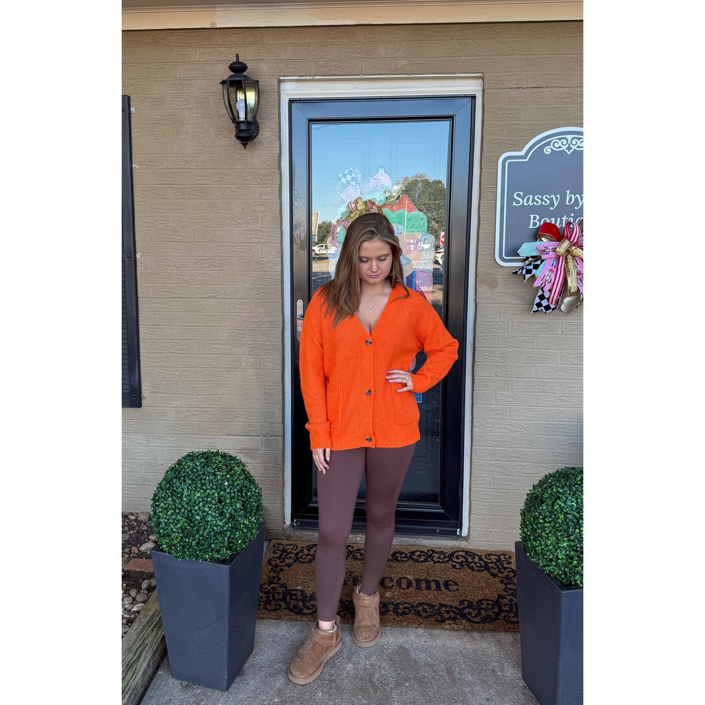 Fuzzy Orange Cardigan