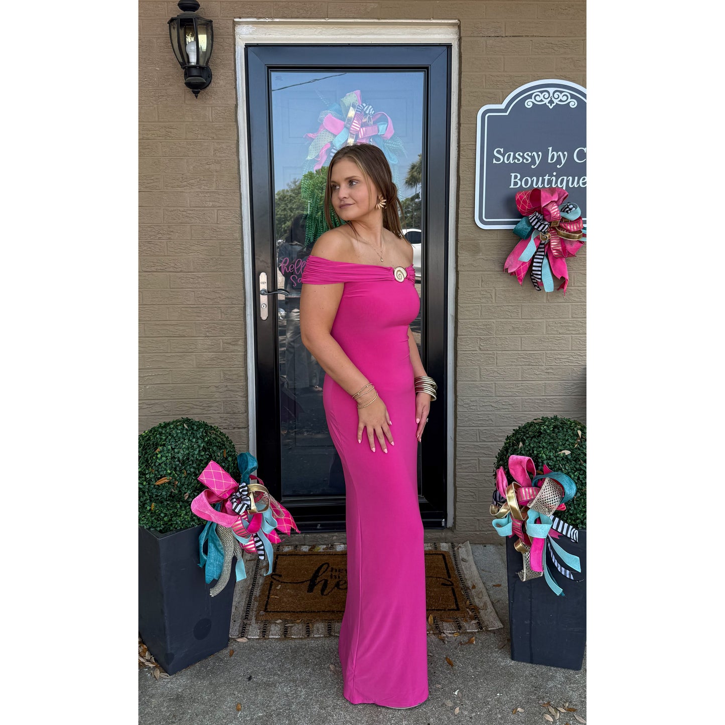 OTS Seashell Maxi Dress, Fuchsia