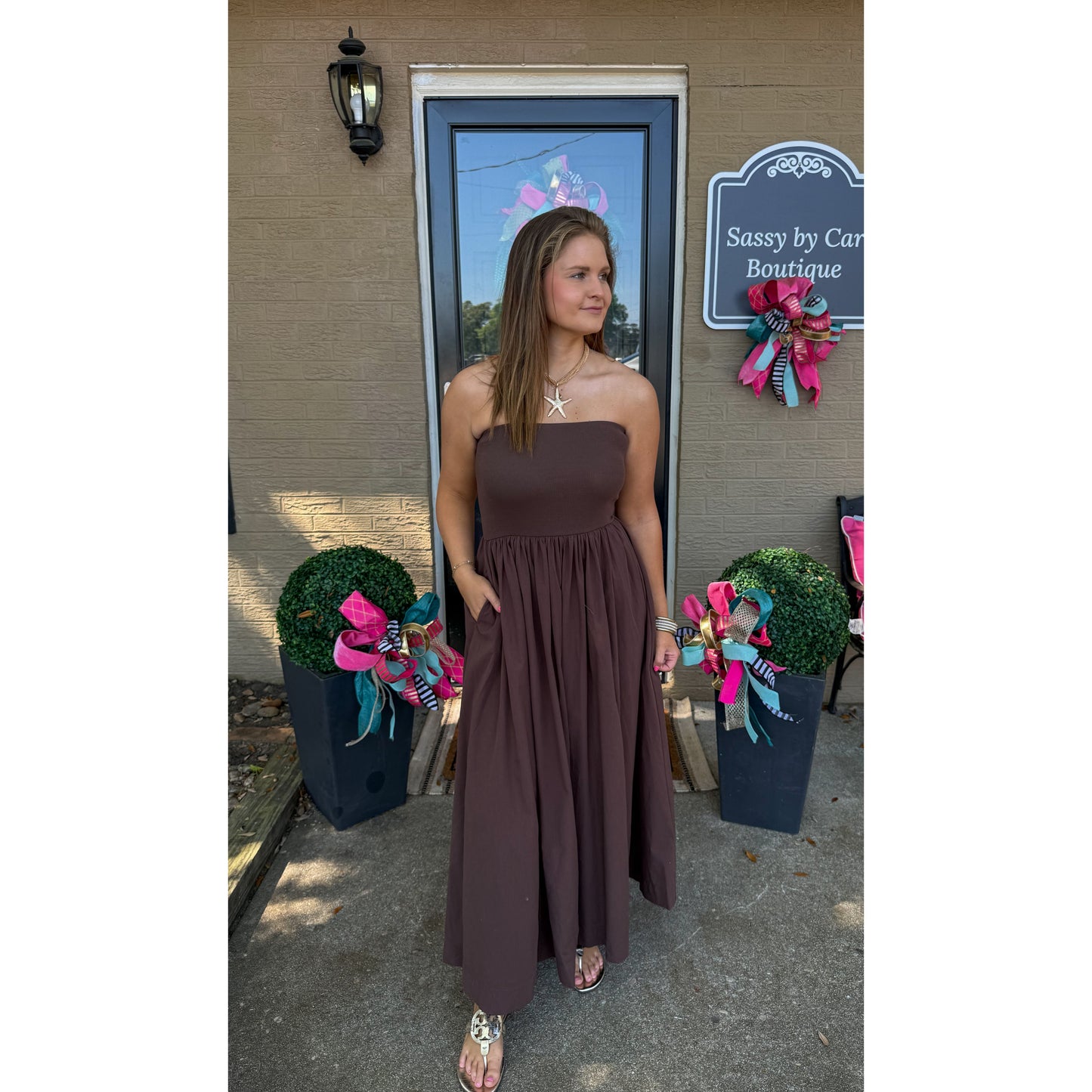 Soph Tube Dress, Chocolate Brown