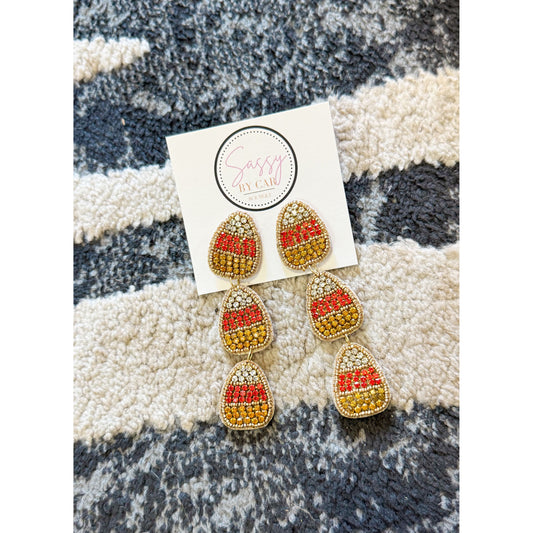 Candy Corn Beaded Earrings