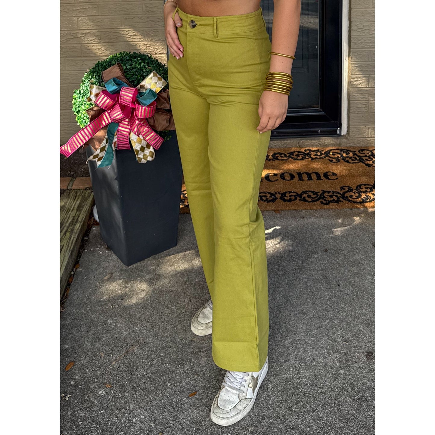 Tatum Straight Leg Pants, Chartreuse