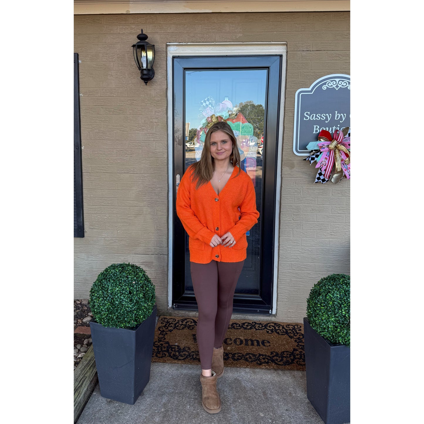 Fuzzy Orange Cardigan