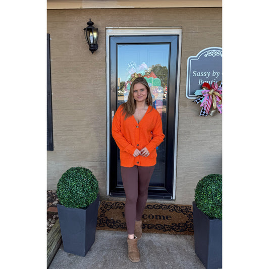 Fuzzy Orange Cardigan