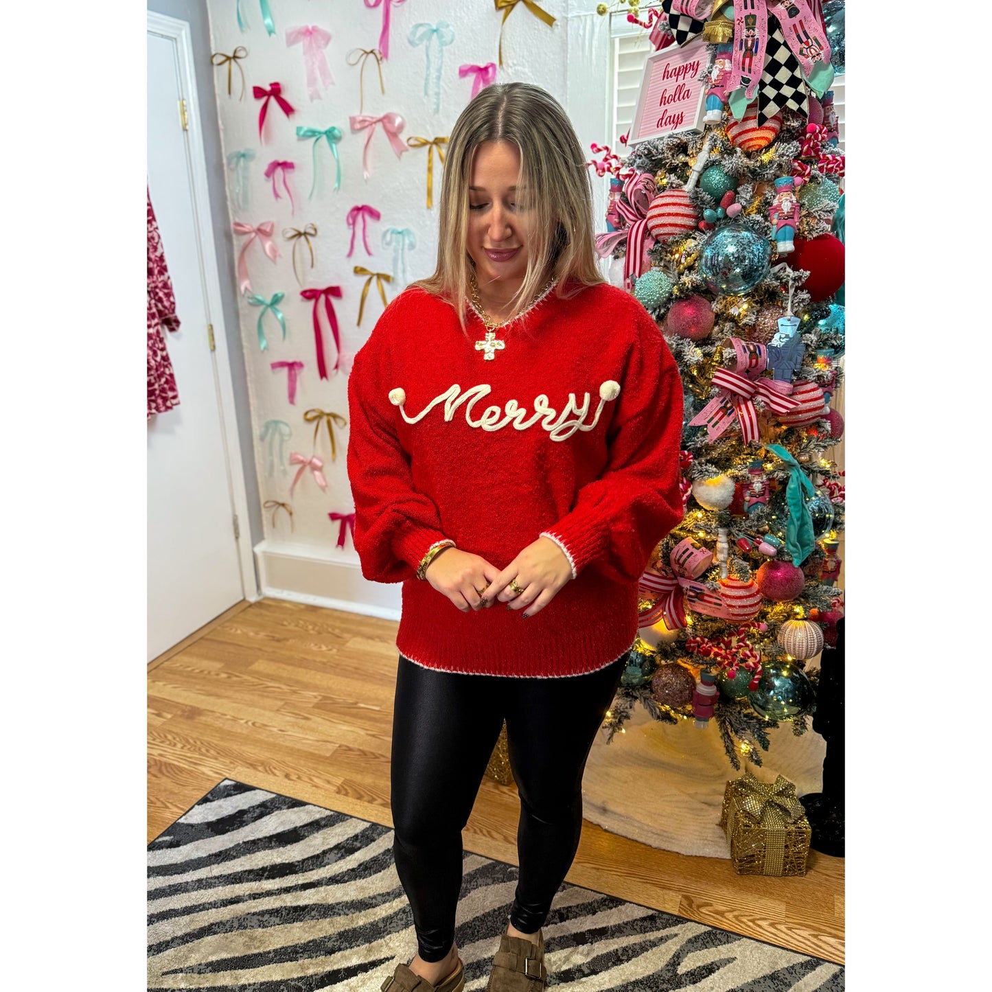 Merry Sweater, Red/Ivory