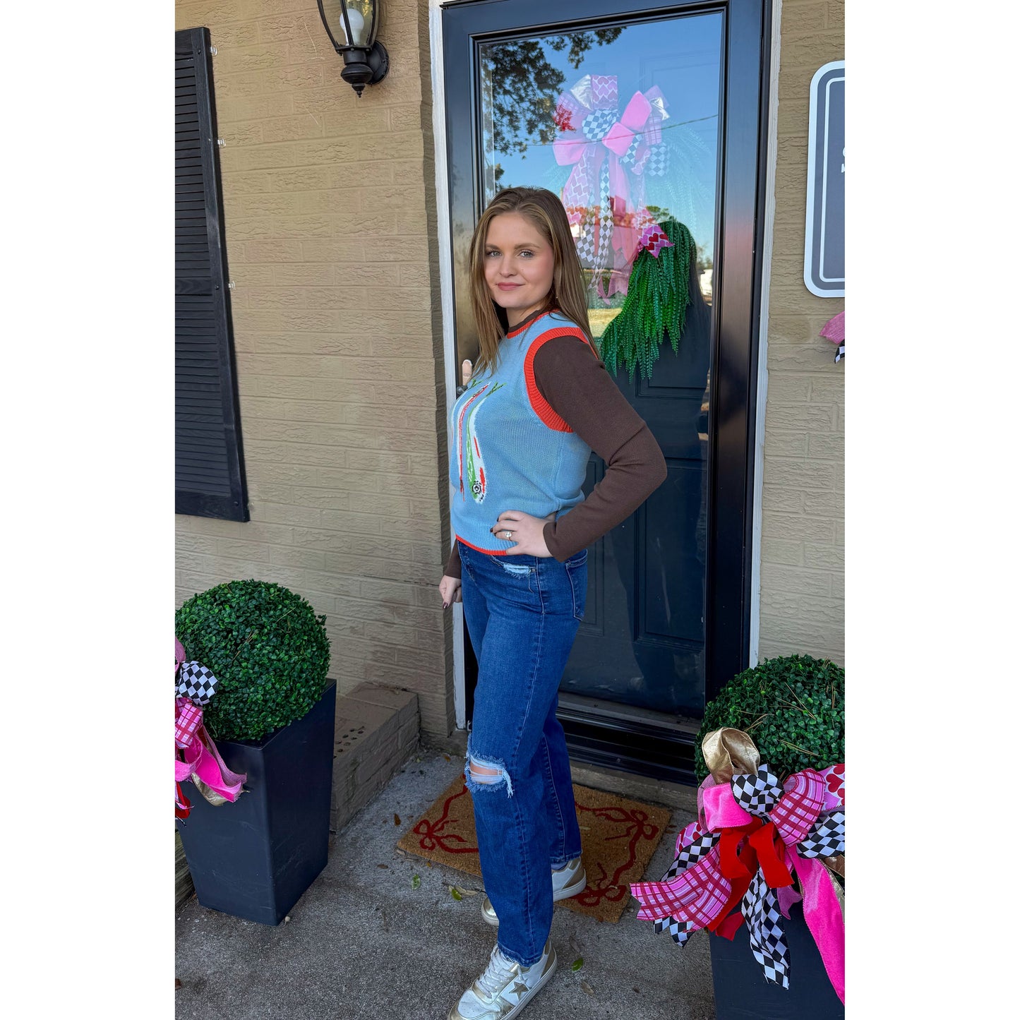 Fish Graphic Sweater Vest, Multi