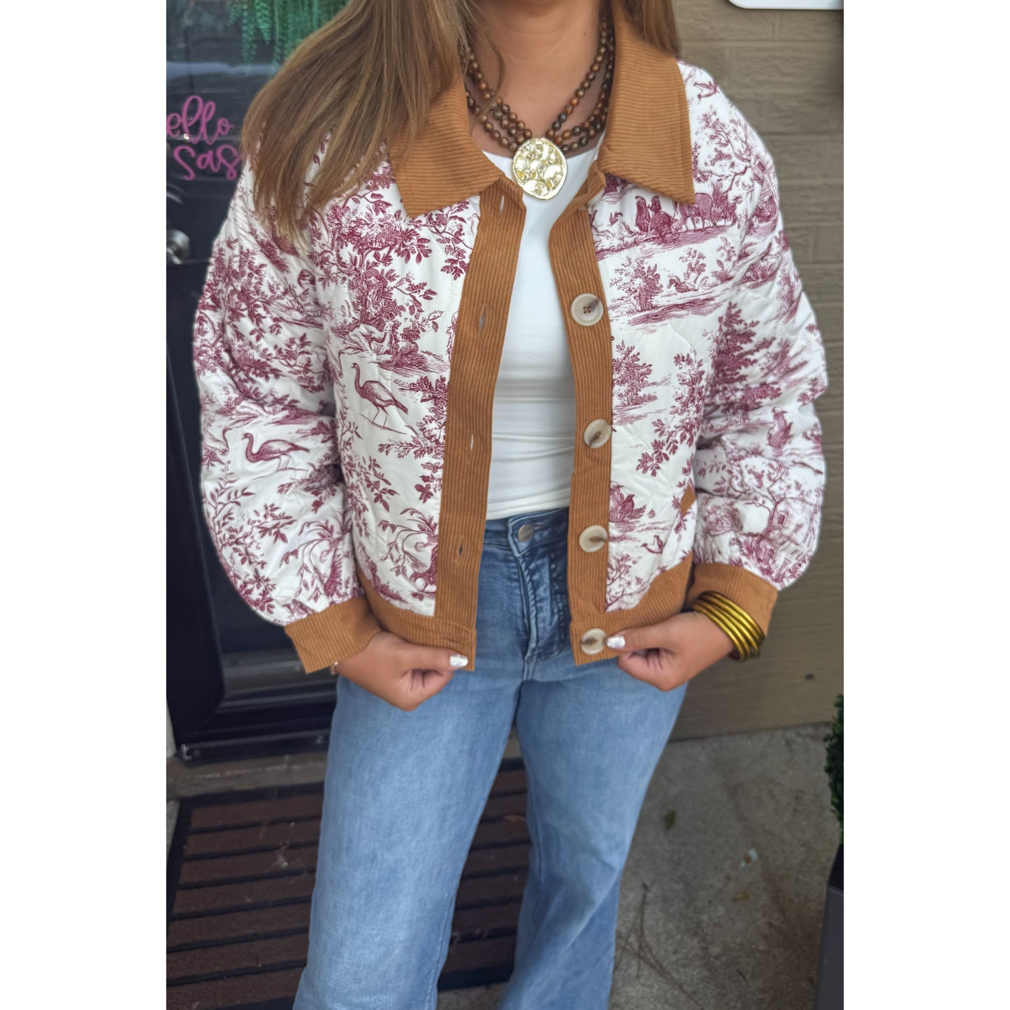 Saylor Detail Jacket, Brown/Burgundy
