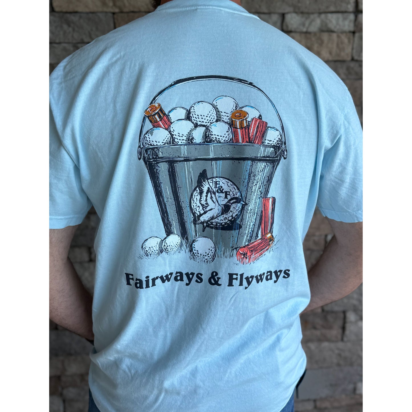 Mens Golf Bucket T-Shirt, Chambray Blue