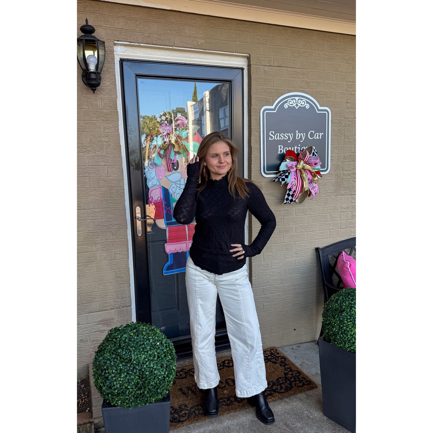 Harlow Sheer Top, Black