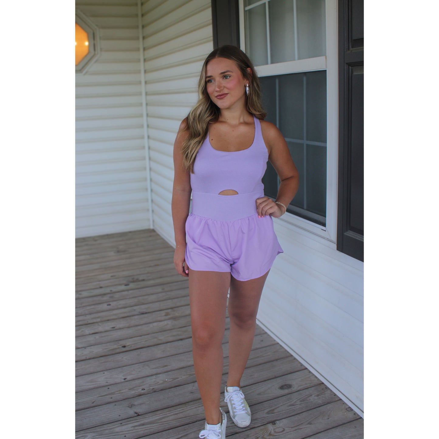 Chelsea Workout Romper, Lavender