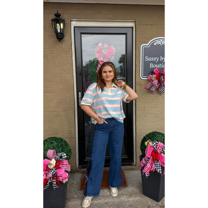 Oversized Stripe Polo Top