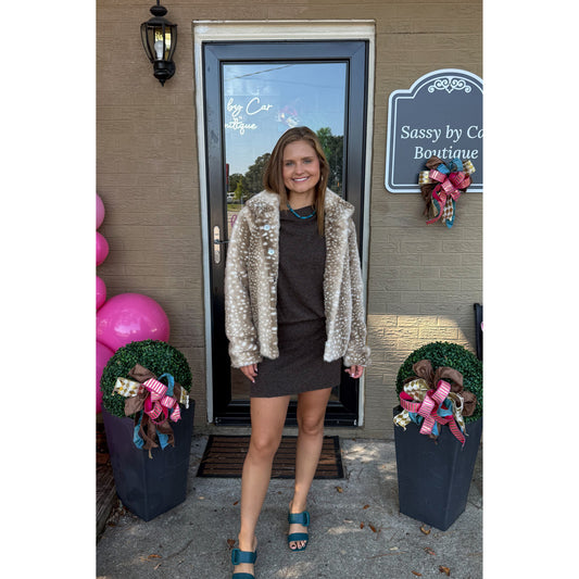 Caroline Faux Fur Jacket, Brown Multi