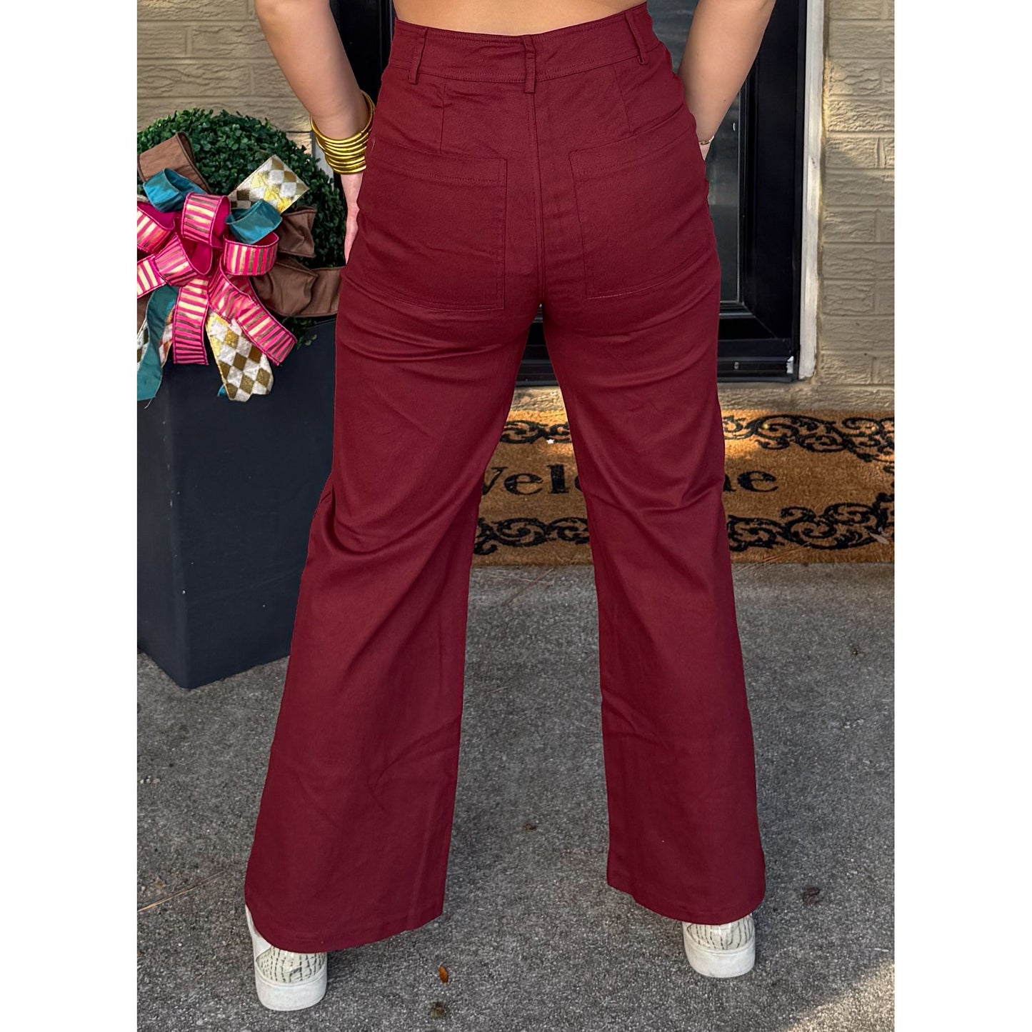 Tatum Straight Leg Pants, Burgundy
